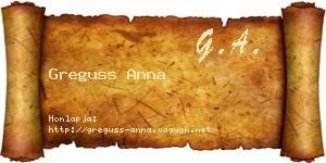 Greguss Anna névjegykártya